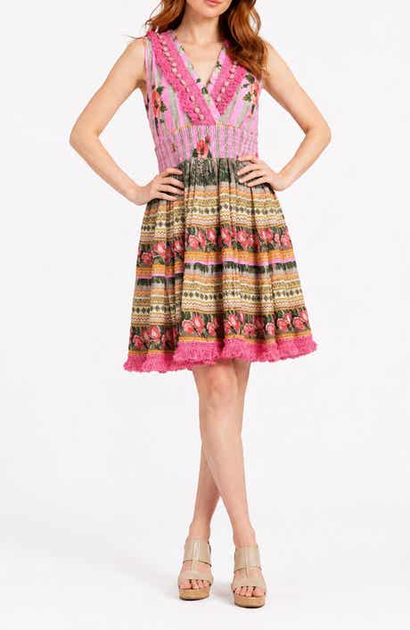 Sleeveless Pom Pom Trim Dress