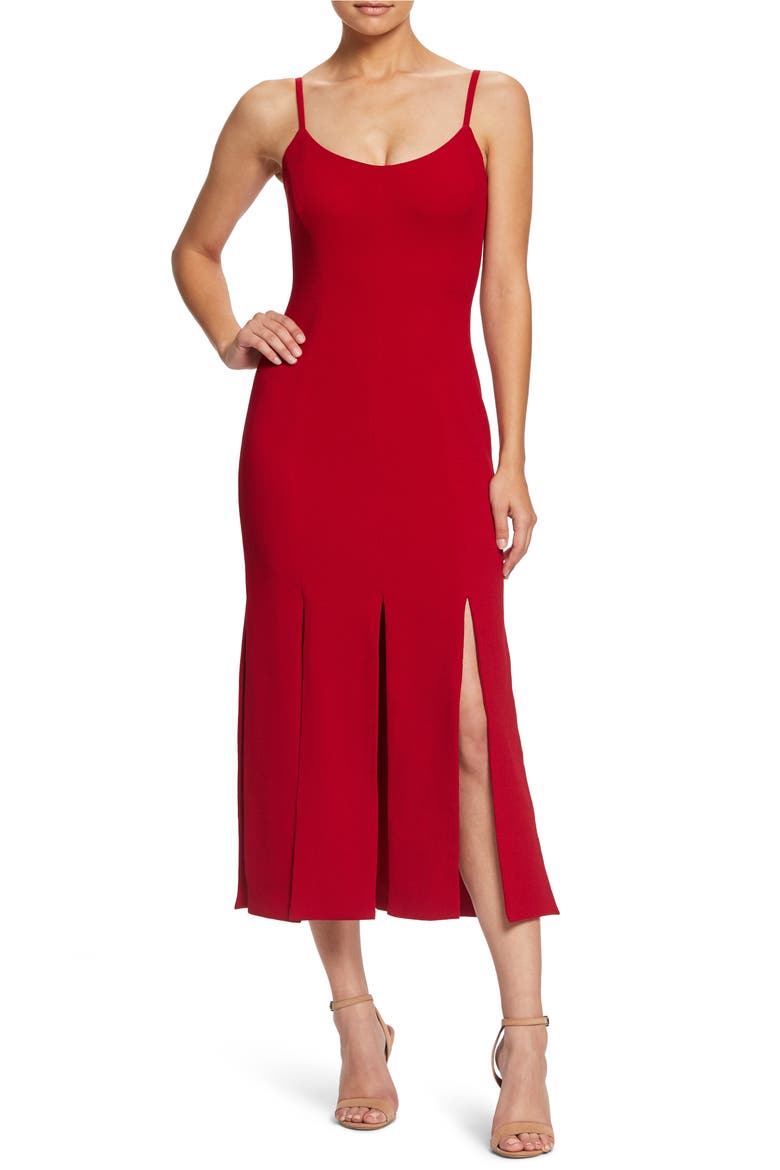 Devon Midi Dress, Main, color, GARNET