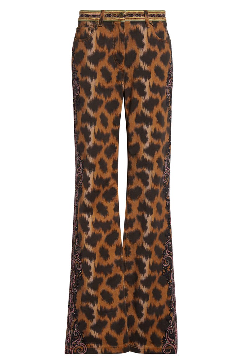 Animal Print Stretch Denim Bootcut Jeans, Alternate, color, DARK BROWN