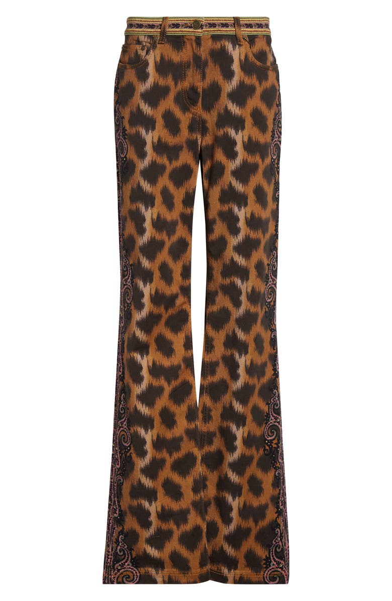 Etro Animal Print Stretch Denim Bootcut Jeans, Alternate, color, Dark Brown