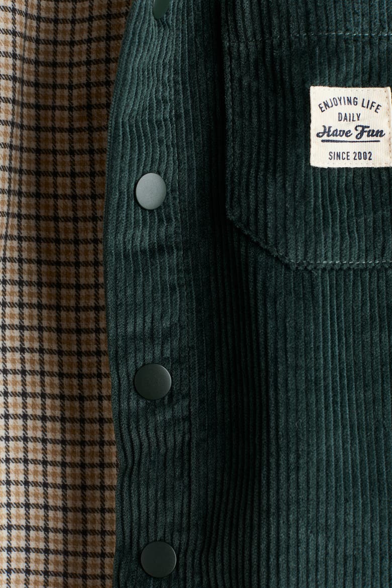 Lined Corduroy Overshirt, Alternate, color, Dark green