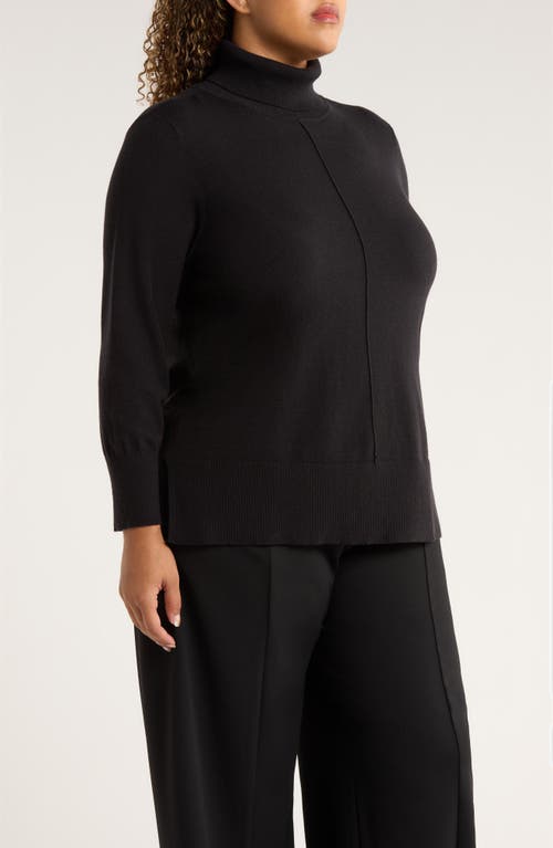 Jones New York Turtleneck Seam Front Bouclé Sweater In Black