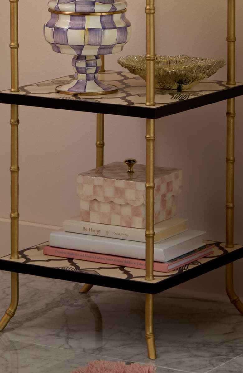 MACKENZIE CHILDS Rosy Check Capiz Scalloped Box, Alternate, color, Rosy