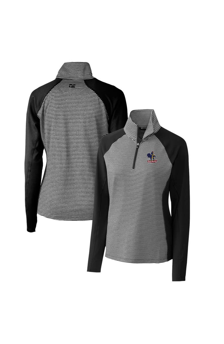 Cutter & Buck Women's Cutter & Buck Black Delaware Fightin' Blue Hens Forge Tonal Stripe Stretch Half-Zip Pullover Top, Alternate, color, 