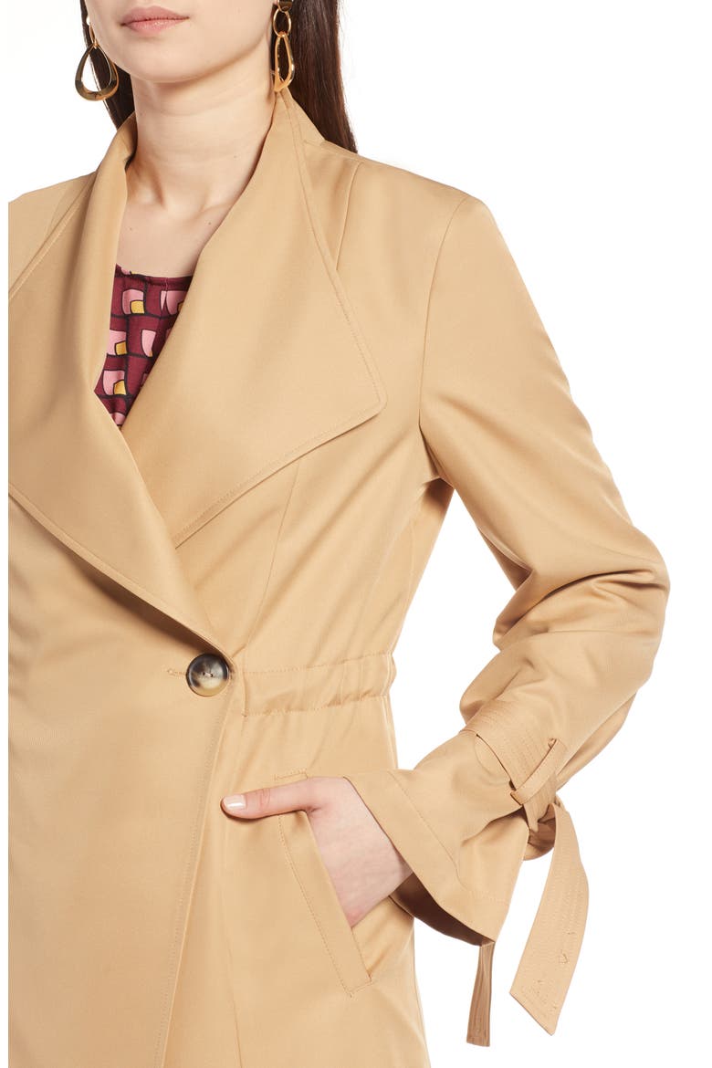 Tie Sleeve Trench Coat, Alternate, color, KHAKI