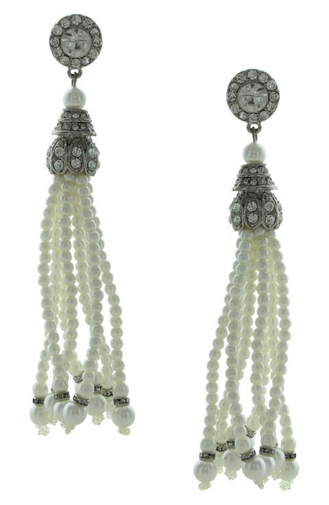 Shena Faux Pearl Tassel Drop Earrings