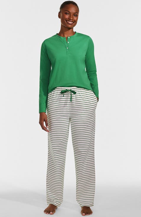Knit 2 Piece Pajama Set - Long Sleeve Top and Pants