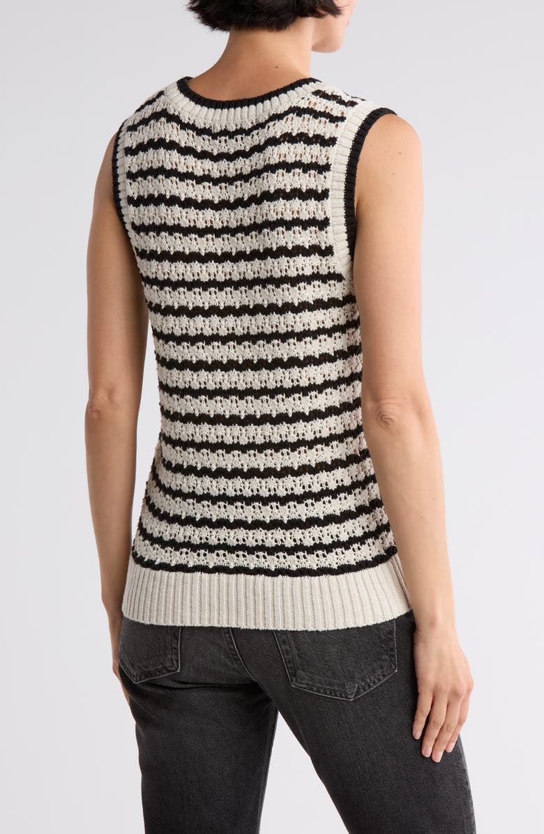 Sanctuary Stripe Cotton Sweater Tank, Alternate, color, Natural Black