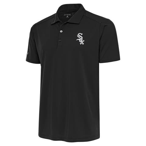 Men's Antigua Charcoal Chicago White Sox Metallic Tribute Polo