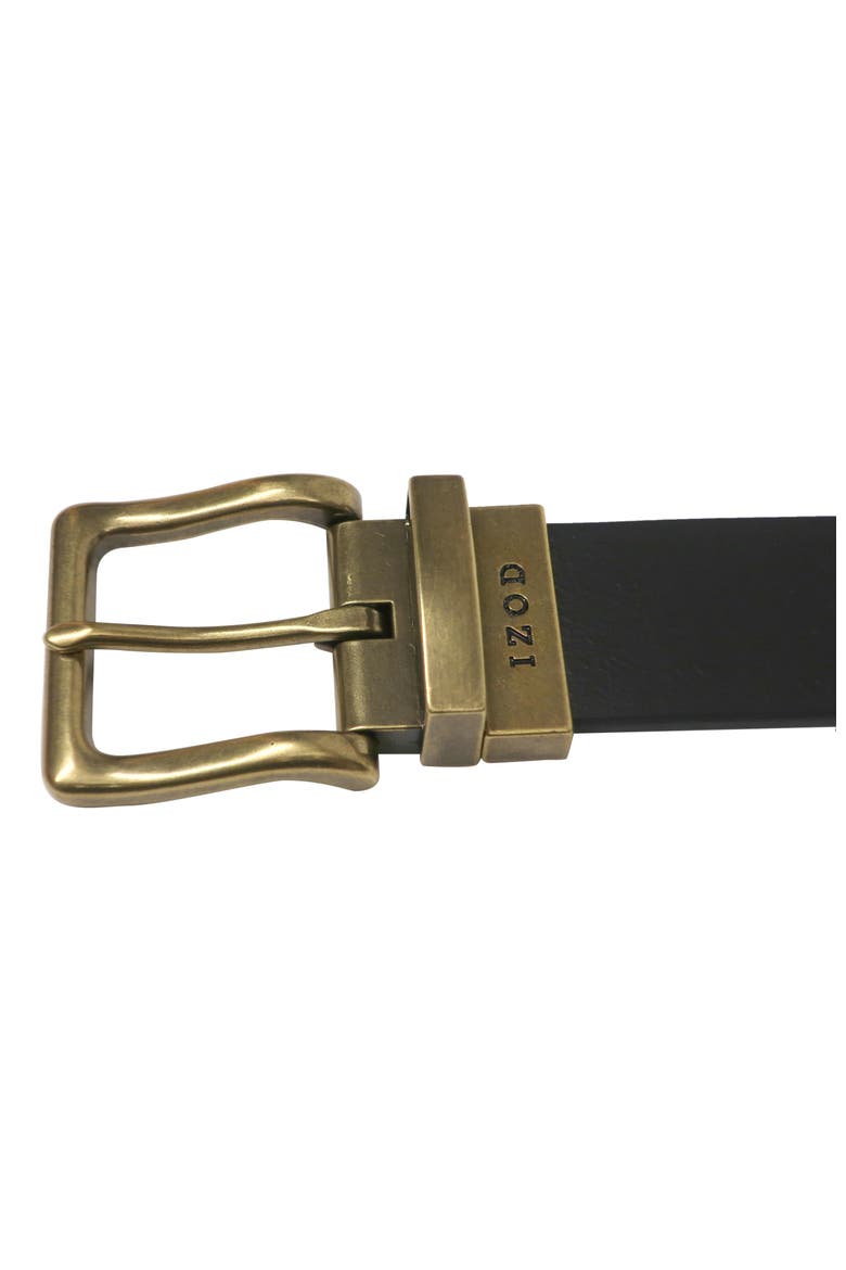 Mens Reversible Cut Edge Leather Belt, Alternate, color, Black