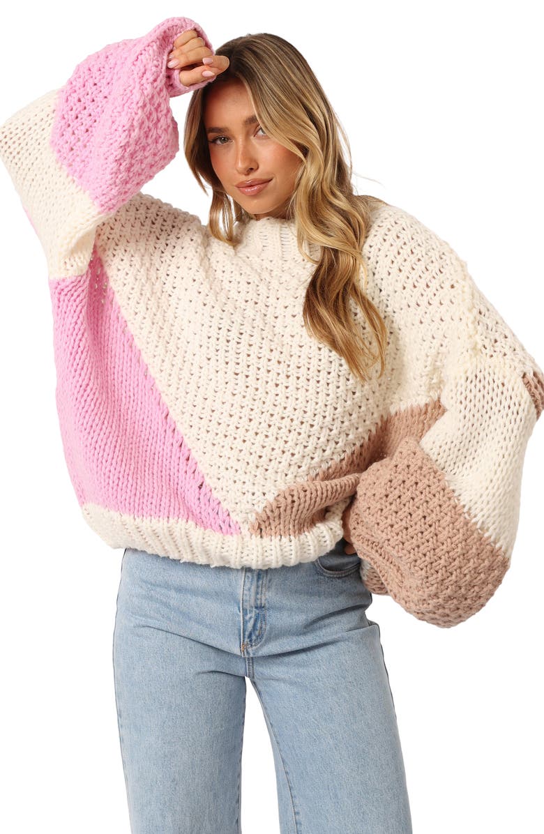 Petal & Pup Koda Colorblock Oversize Sweater, Alternate, color, Ivory Multi