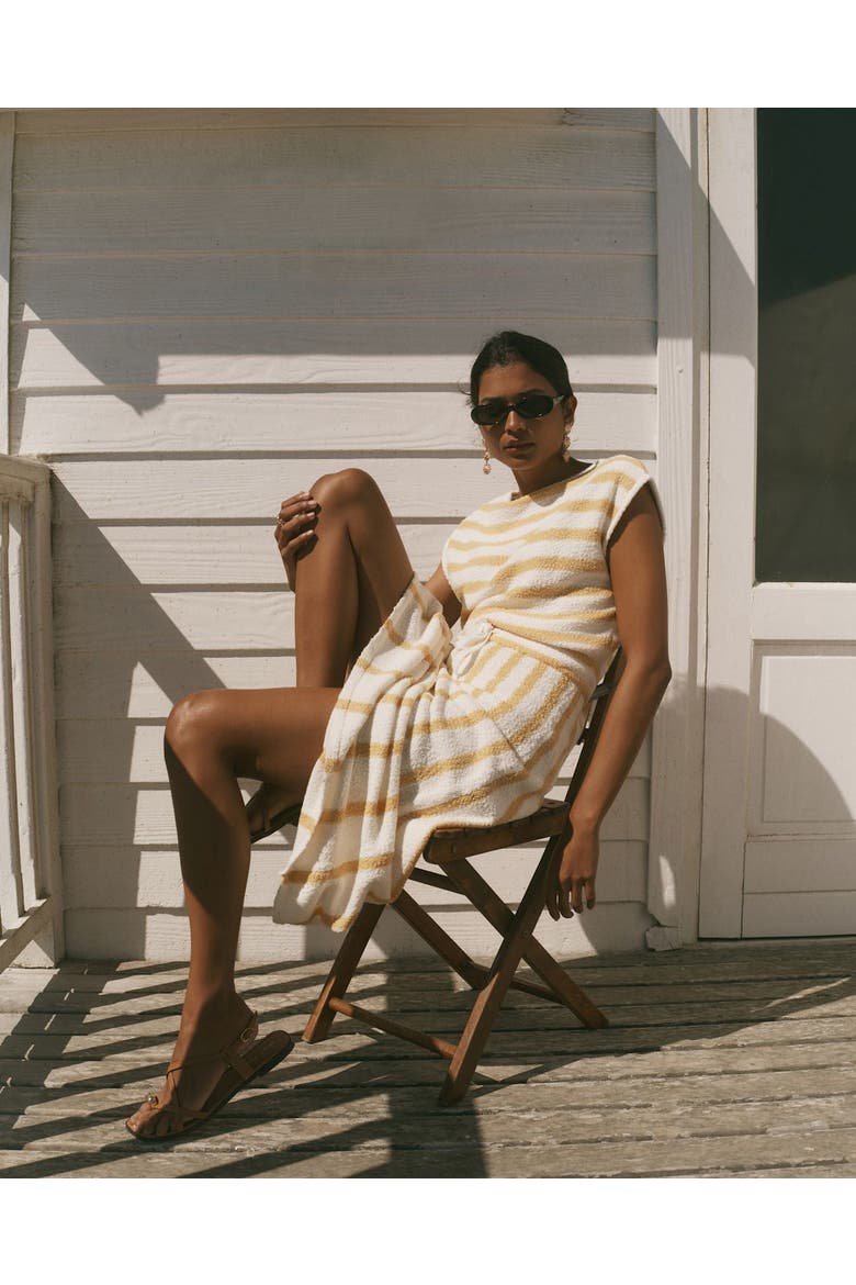 Cotton Blend Striped Midi Dress, Alternate, color, Yellow