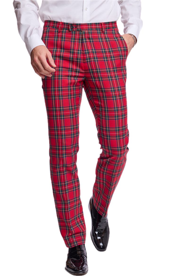 Sloane Tartan Slim Fit Trousers, Alternate, color, RED ROYAL TARTAN