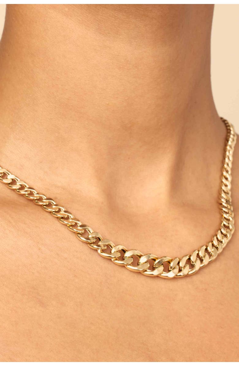 Oradina 14K Yellow Gold Carmine Curb Graduated Necklace, Alternate, color, Yellow Gold