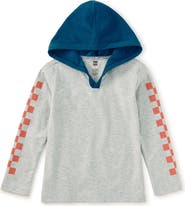 Tea Collection Checker Sleeves Happy Hoodie