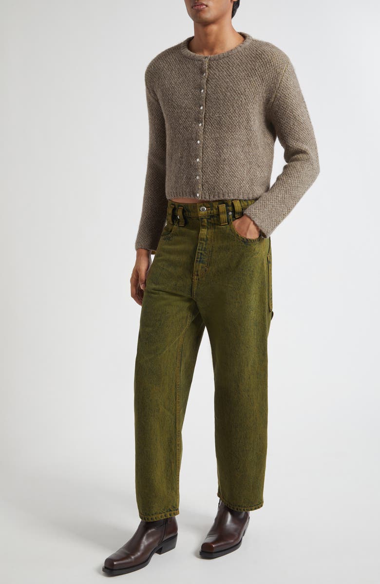 Eckhaus Latta Merino Wool Blend Cardigan, Alternate, color, Finch