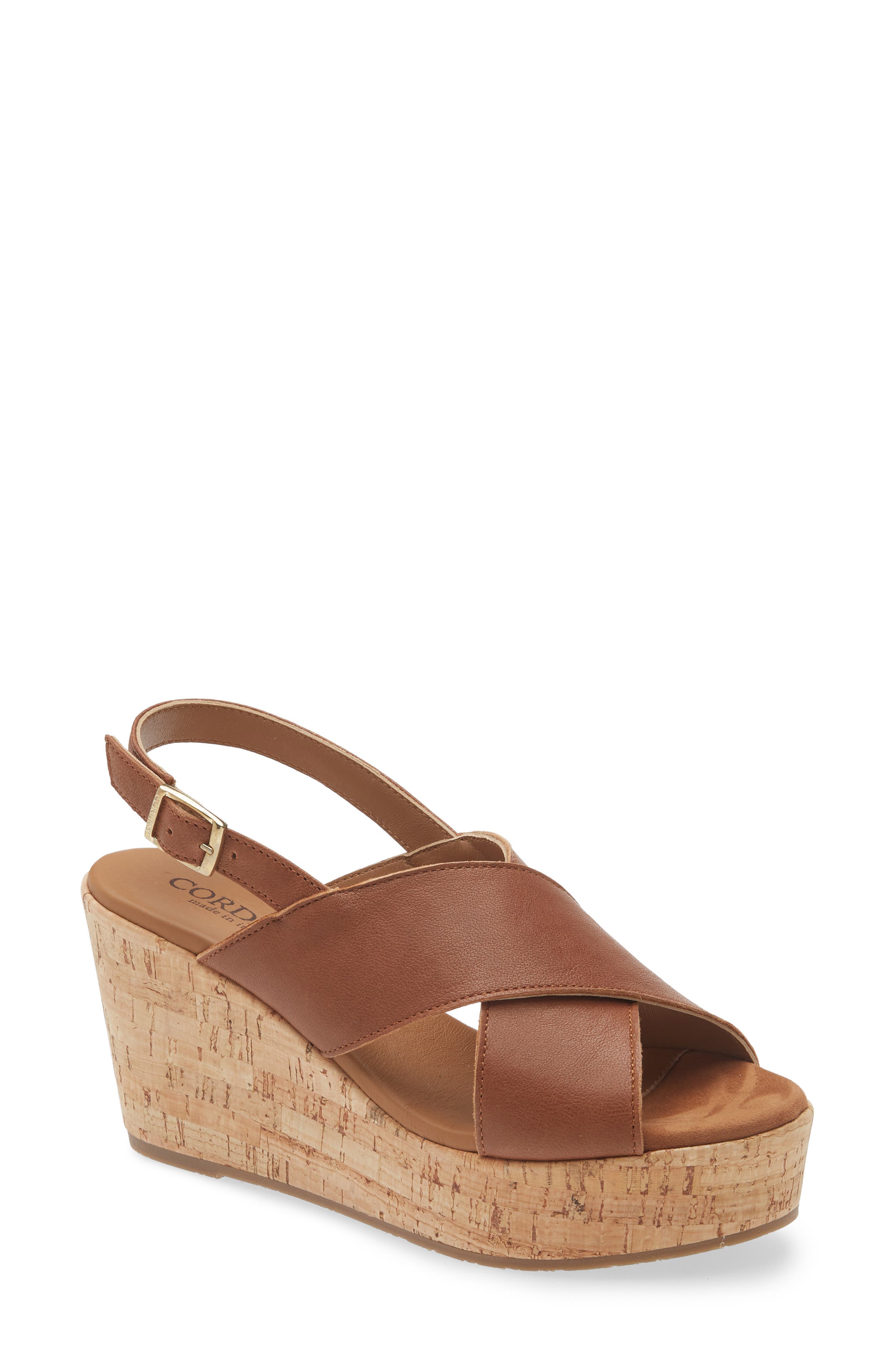 Cordani Dovi Slingback Platform Wedge Sandal, Main, color, Cuoio Leather