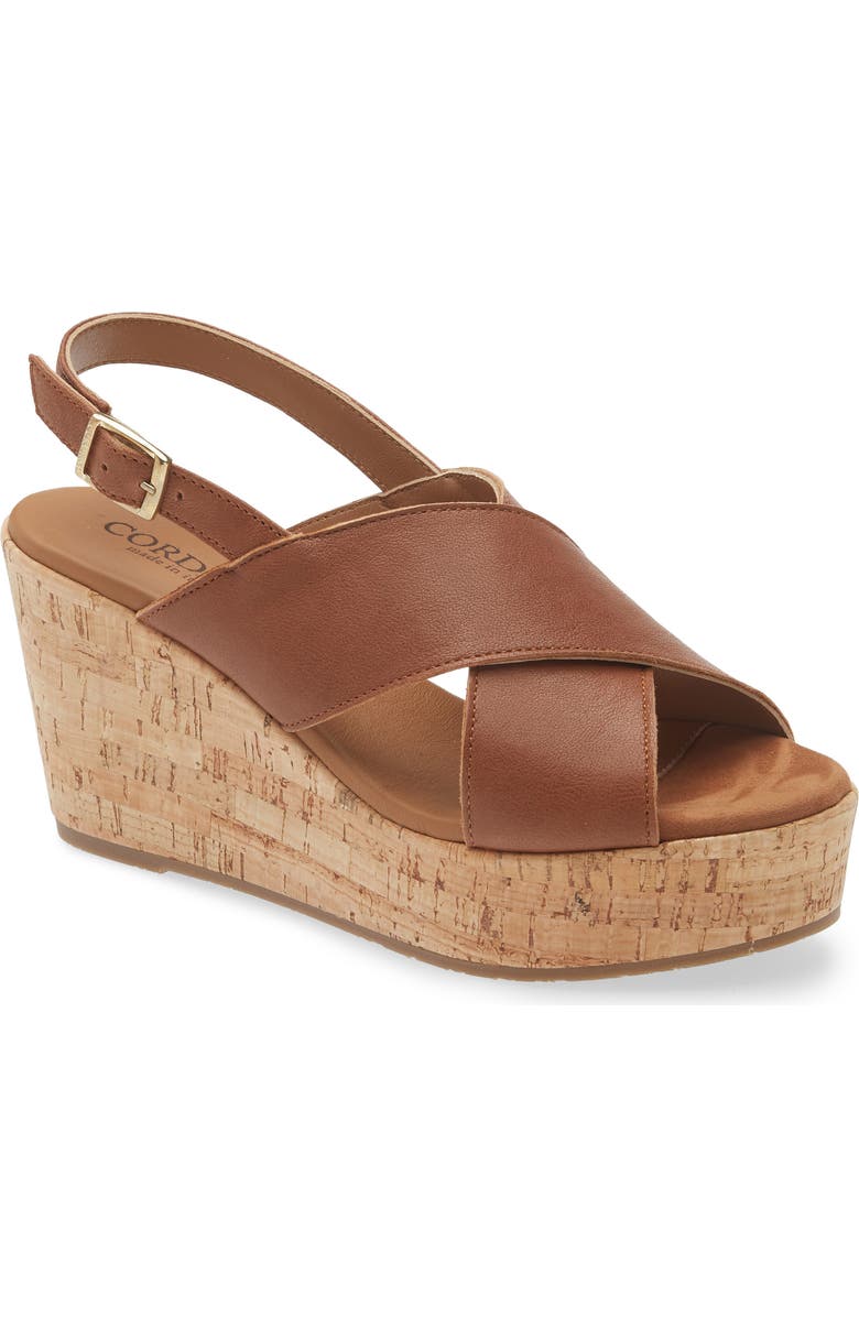Cordani Dovi Slingback Platform Wedge Sandal, Main, color, Cuoio Leather