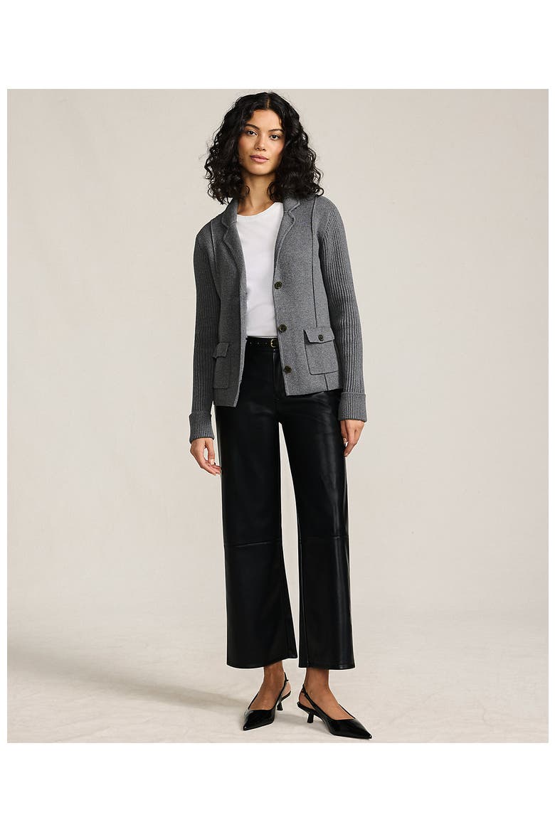 Drifter Ribbed Collared Blazer Sweater, Alternate, color, Charcoal Heather