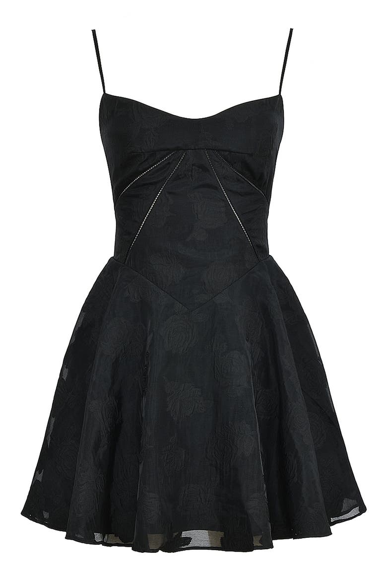 Serenita Jacquard Fit & Flare Cocktail Minidress, Alternate, color, BLACK