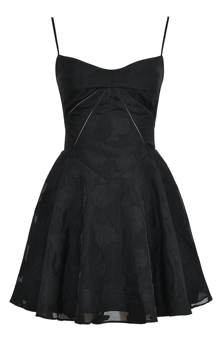 HOUSE OF CB Serenita Jacquard Fit & Flare Cocktail Minidress, Alternate, color, Black