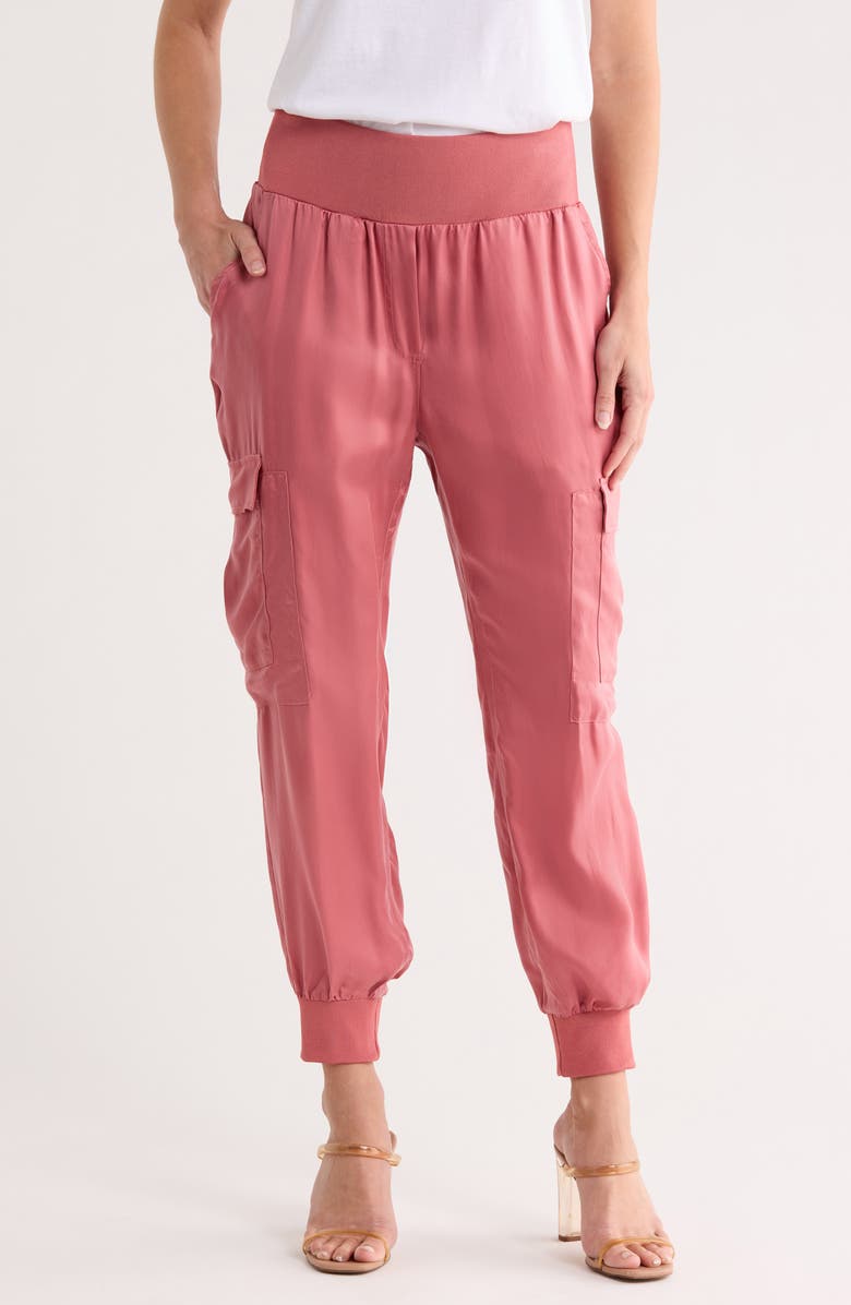 Cinq à Sept Giles Cupro Crop Cargo Joggers, Main, color, Redwood Mist