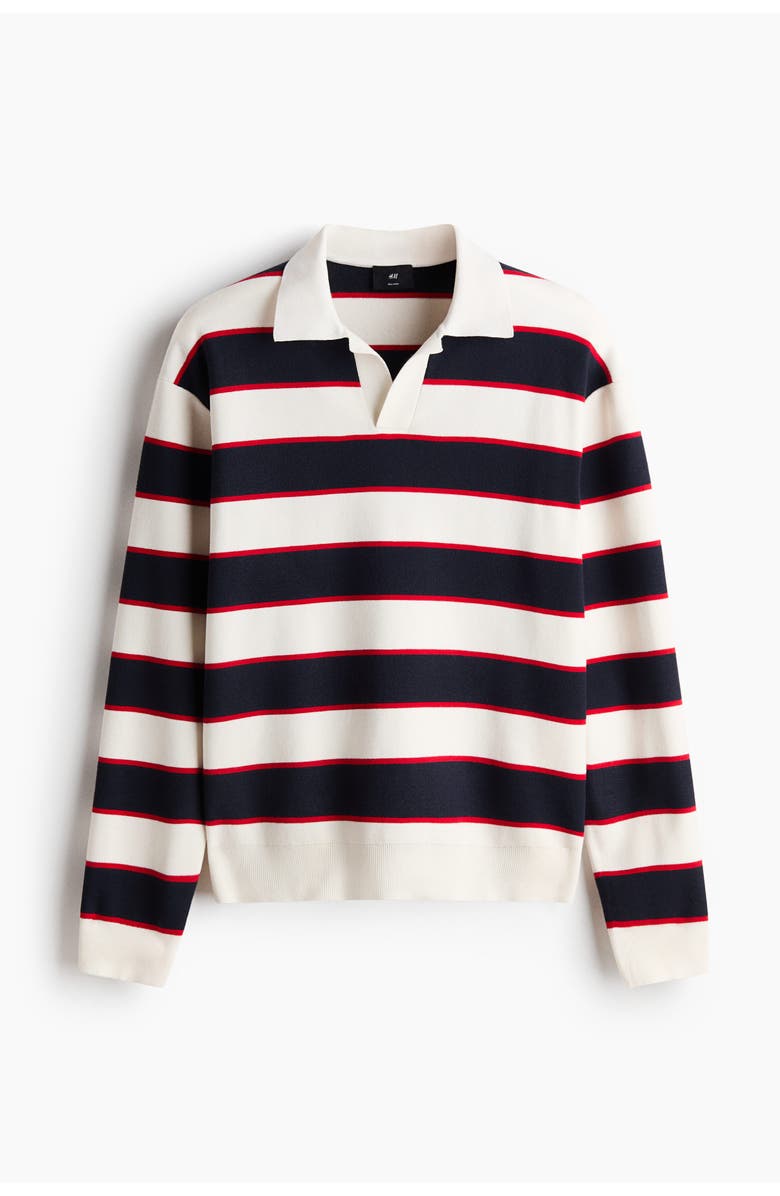 H&M Relaxed Fit Polo Shirt, Main, color, Navy Blue/Striped