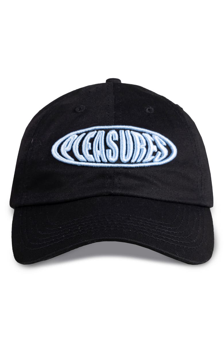 PLEASURES Bubble Logo Cotton Twill Polo Cap, Main, color,