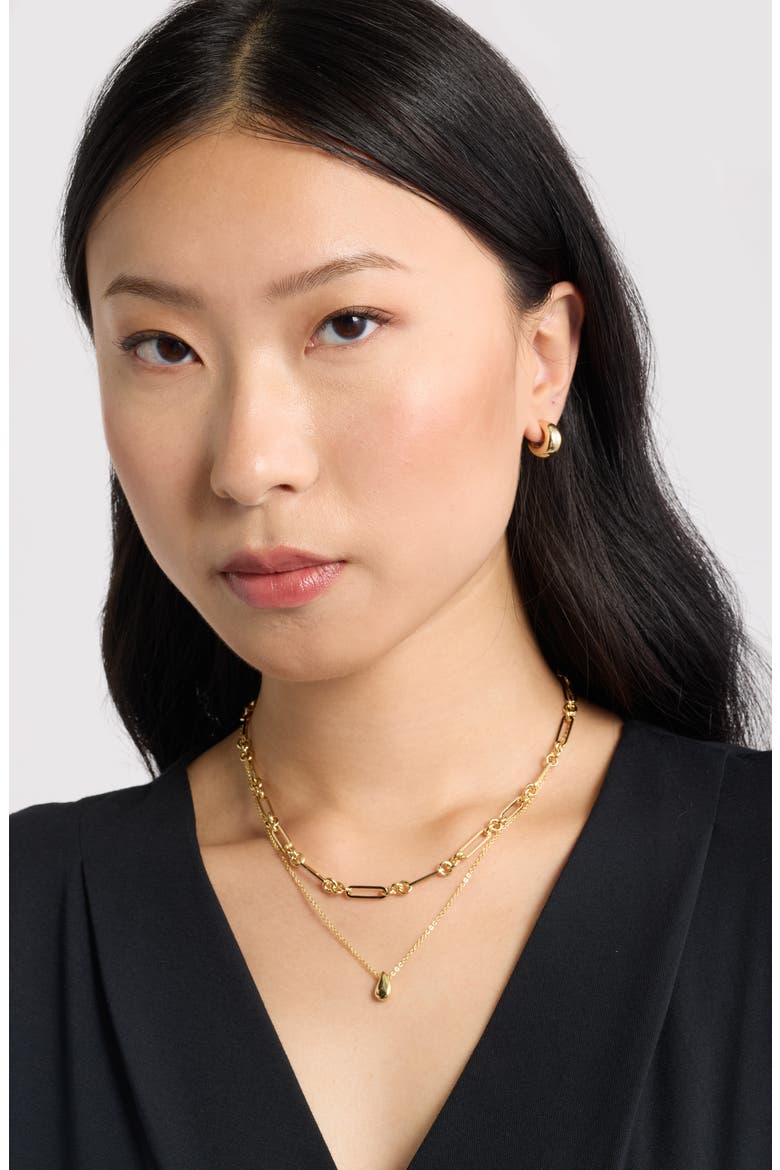 Set of 2 Demi Fine Two Tone Chain & Pendant Necklace, Alternate, color, 14K GOLD PLATED