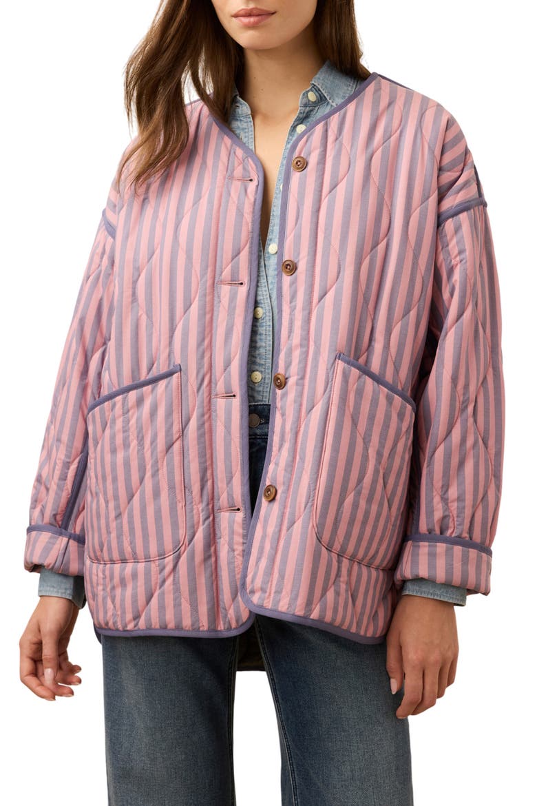 Horizon Series Stripe Quilted Jacket, Main, color, BERRY LUCY STRIPE