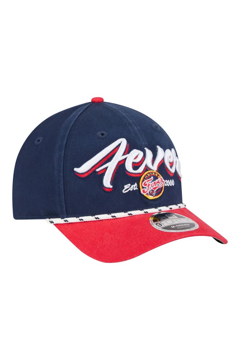 Unisex New Era  Navy/Red Indiana Fever Team Loyal Script Two-Tone M-Crown 9FORTY Adjustable Hat, Alternate, color, Navy