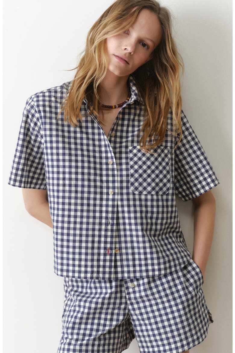 Gingham Cotton Poplin Boxer Shorts, Alternate, color, NAVY GINGHAM