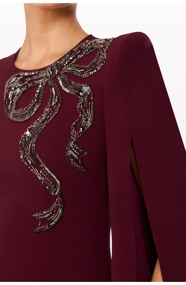 Jenny Packham Love Bow Split-sleeve Midi Dress, Alternate, color, Cardinal