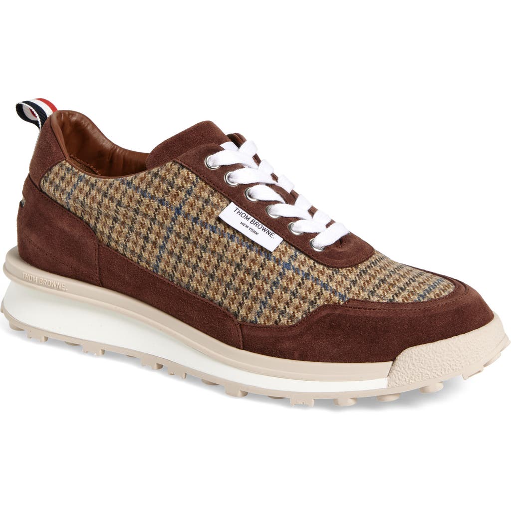 Thom Browne Alumni Gunclub Check Trainer Sneaker In Brown