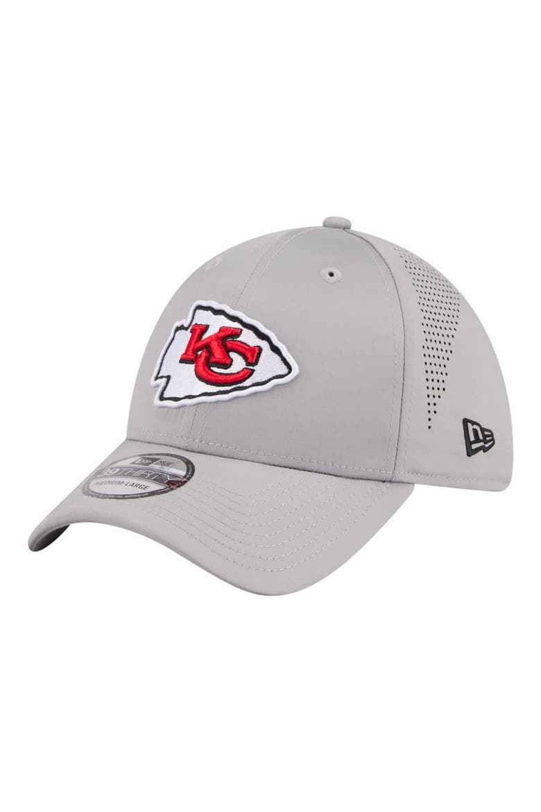 Men's New Era  Gray Kansas City Chiefs Perforated 39THIRTY Flex Hat, Main, color, Gray