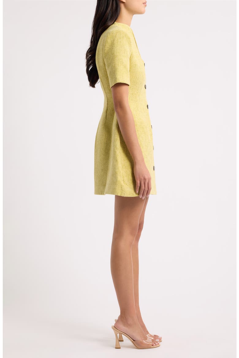 Bouclé Fit & Flare Minidress, Alternate, color, CHARTREUSE