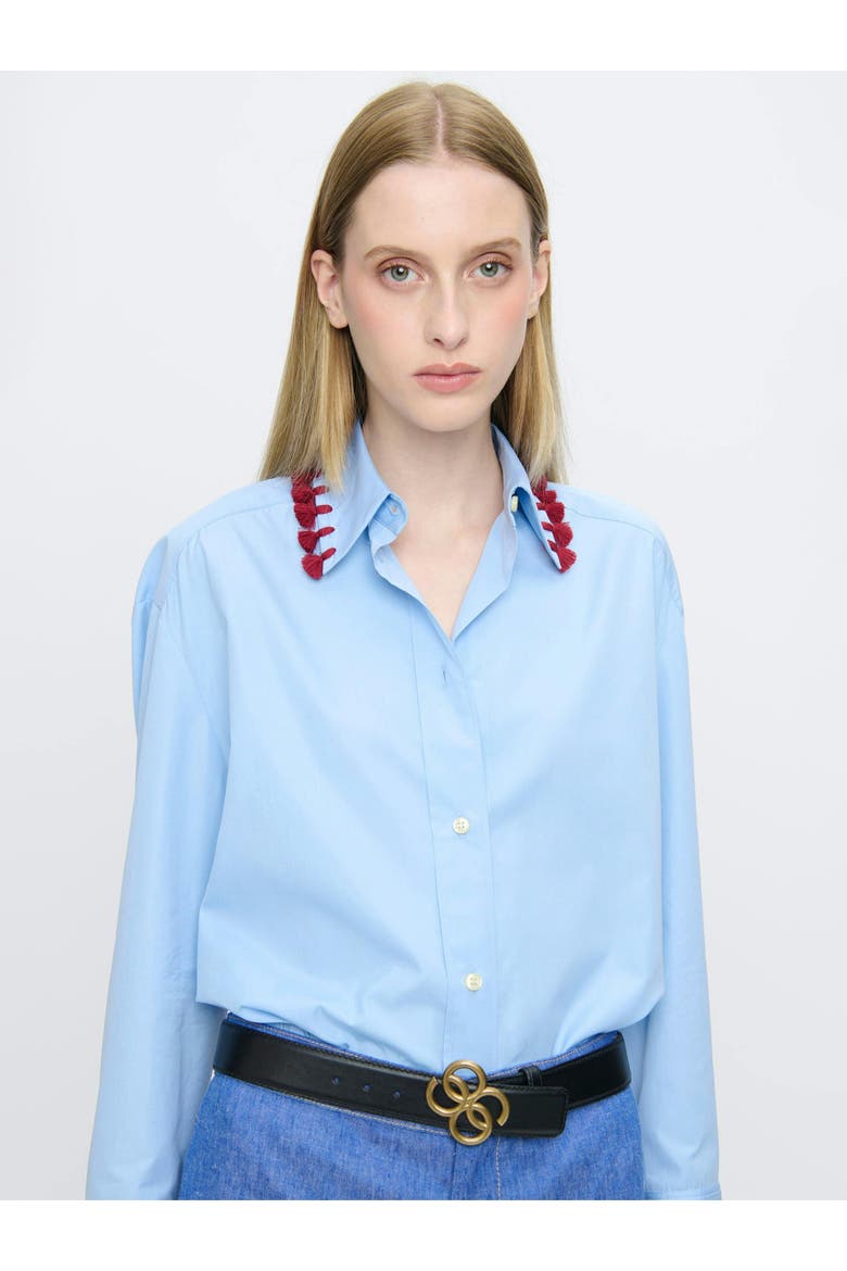 LYN Tassel collar shirt, Alternate, color, Blue