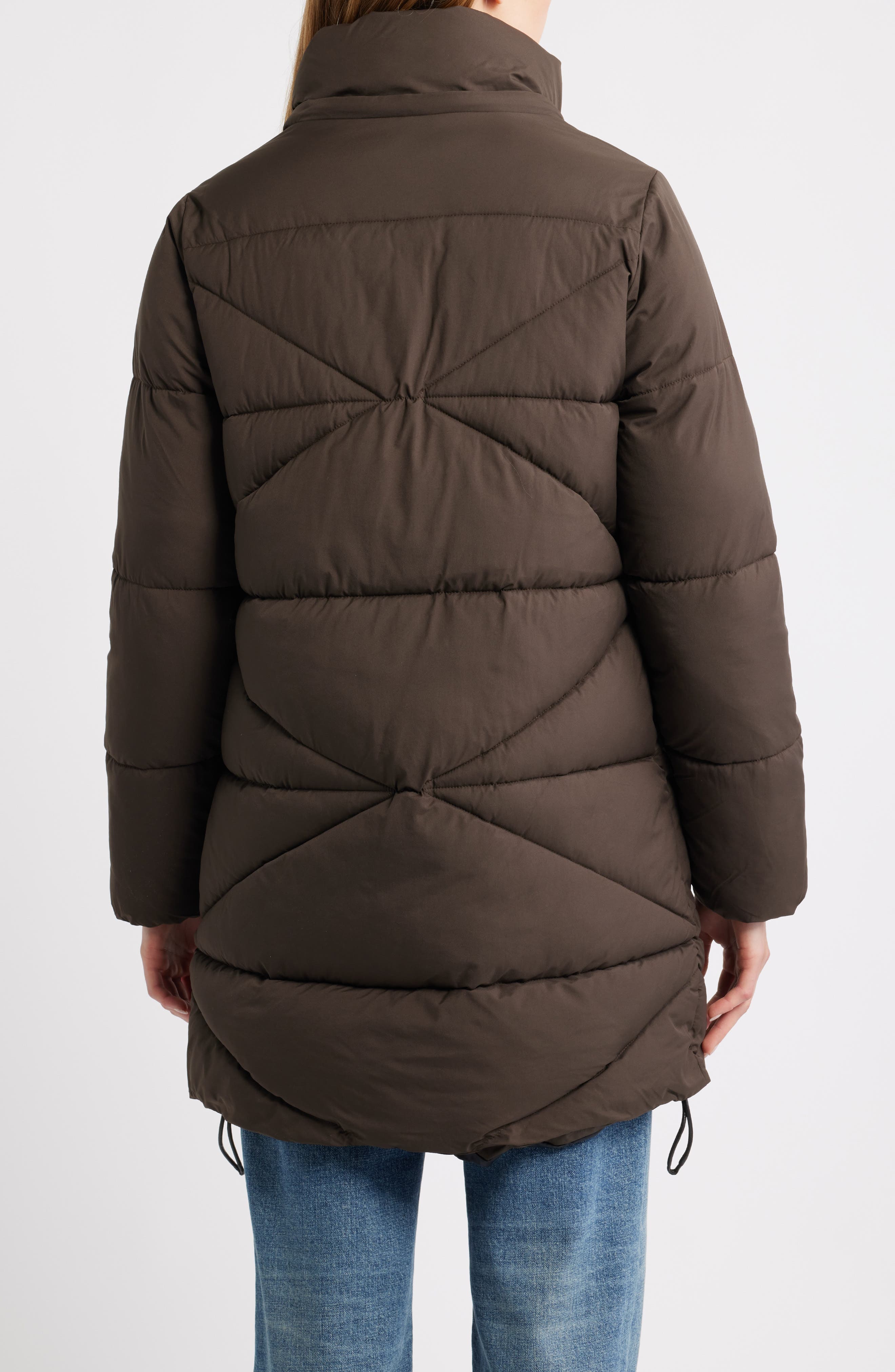Faux Fur Trim Hooded Quilted Jacket - image 4