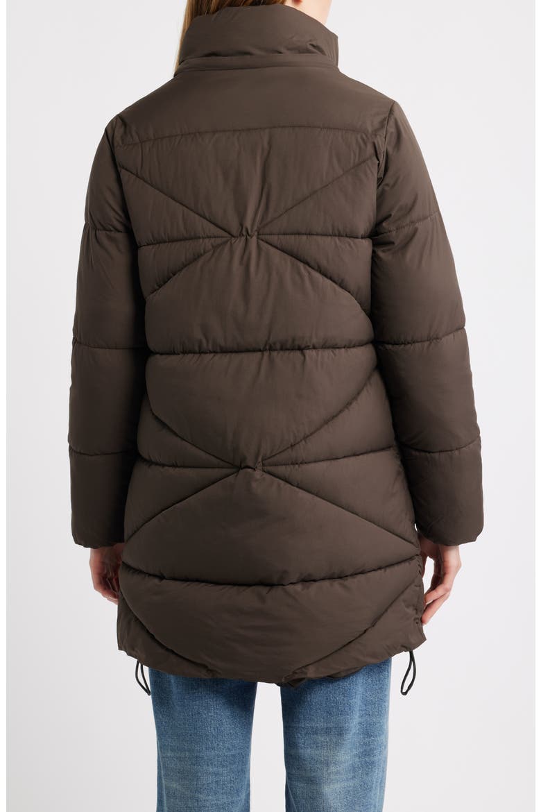 Faux Fur Trim Hooded Quilted Jacket, Alternate, color, CAFE NOIR