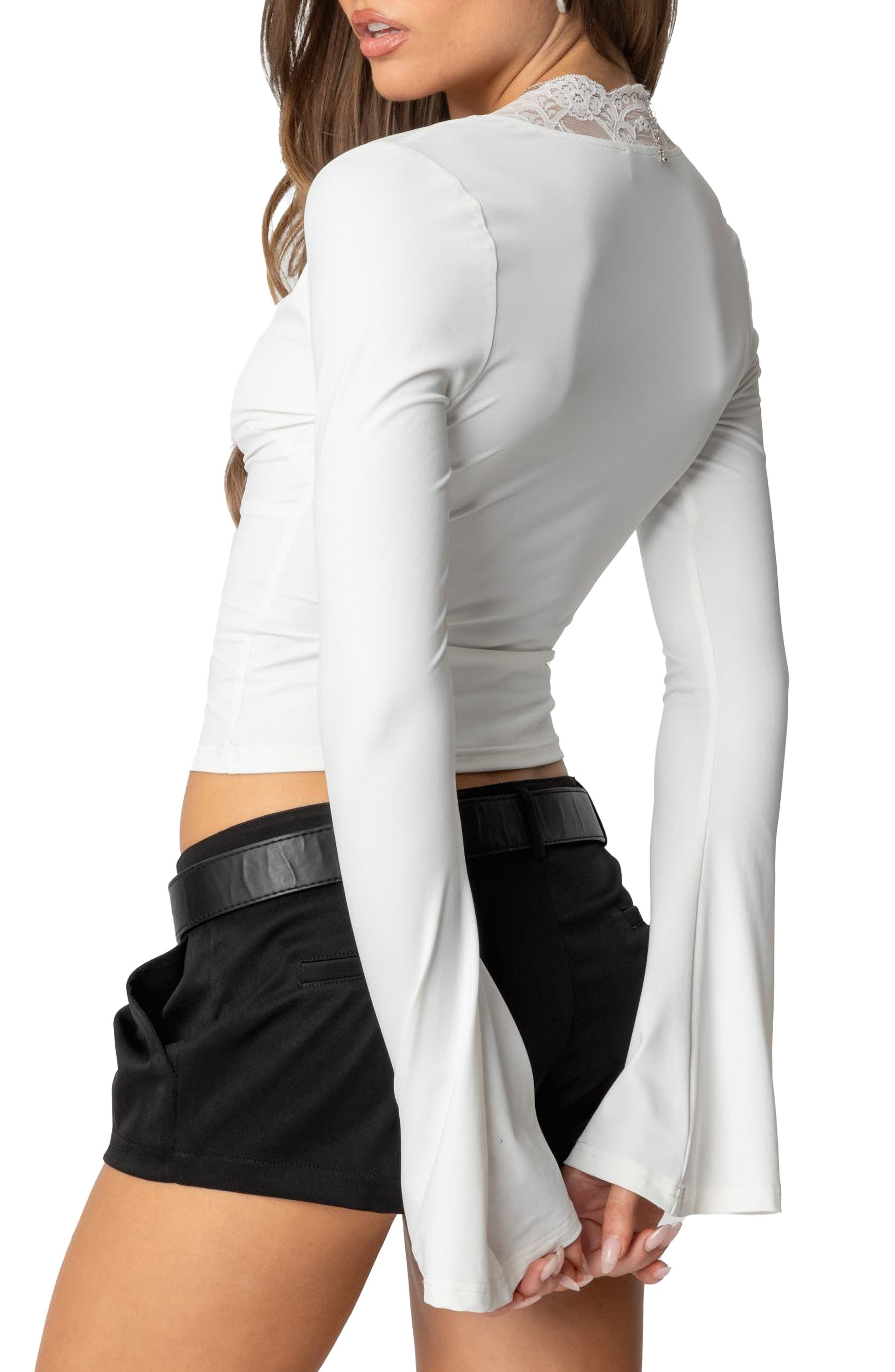 Tina Lace Trim Plunge Neck Top - image 2