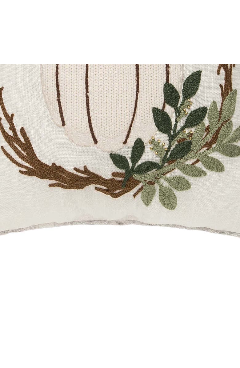 C&F Home White Pumpkin Wreath Pillow, Alternate, color, Green