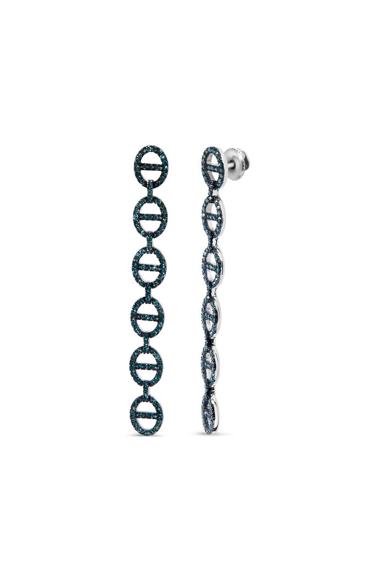 Haus of Brilliance Sterling Silver 1.0 Cttw Blue Diamond Linked Circle Drop Earrings, Alternate, color, Silver