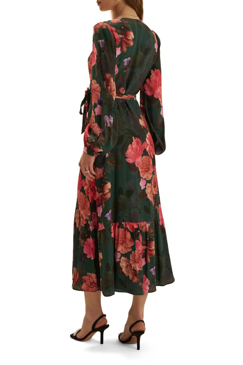 The Love Letter Floral Long Sleeve Wrap Midi Dress, Alternate, color, GEMSTONE FLORAL