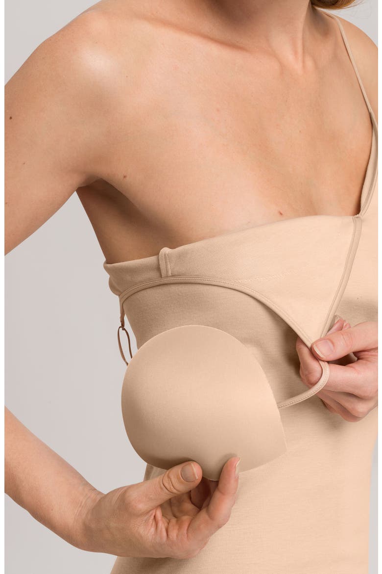 Cotton Seamless Padded Spaghetti Camisole, Alternate, color, BEIGE
