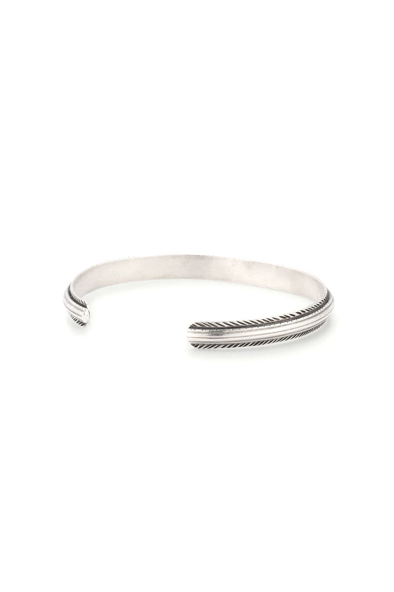 Sterling Silver Feather Trim Cuff Bracelet, Alternate, color, SILVER