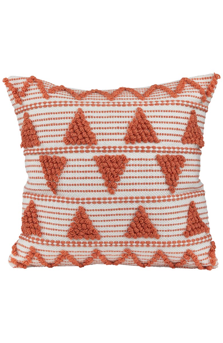 Northlight 20" Orange and Cream Handloom Woven Outdoor Square Throw Pillow, Main, color, Orange