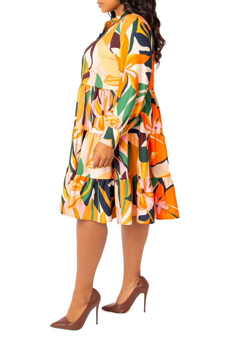 Floral Long Sleeve Shirtdress, Alternate, color, BEIGE MULTI