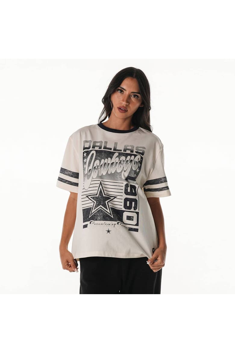 Women's The Wild Collective  Cream Dallas Cowboys Vintage Drop Shoulder Oversized Boyfriend T-Shirt, Alternate, color, Cream