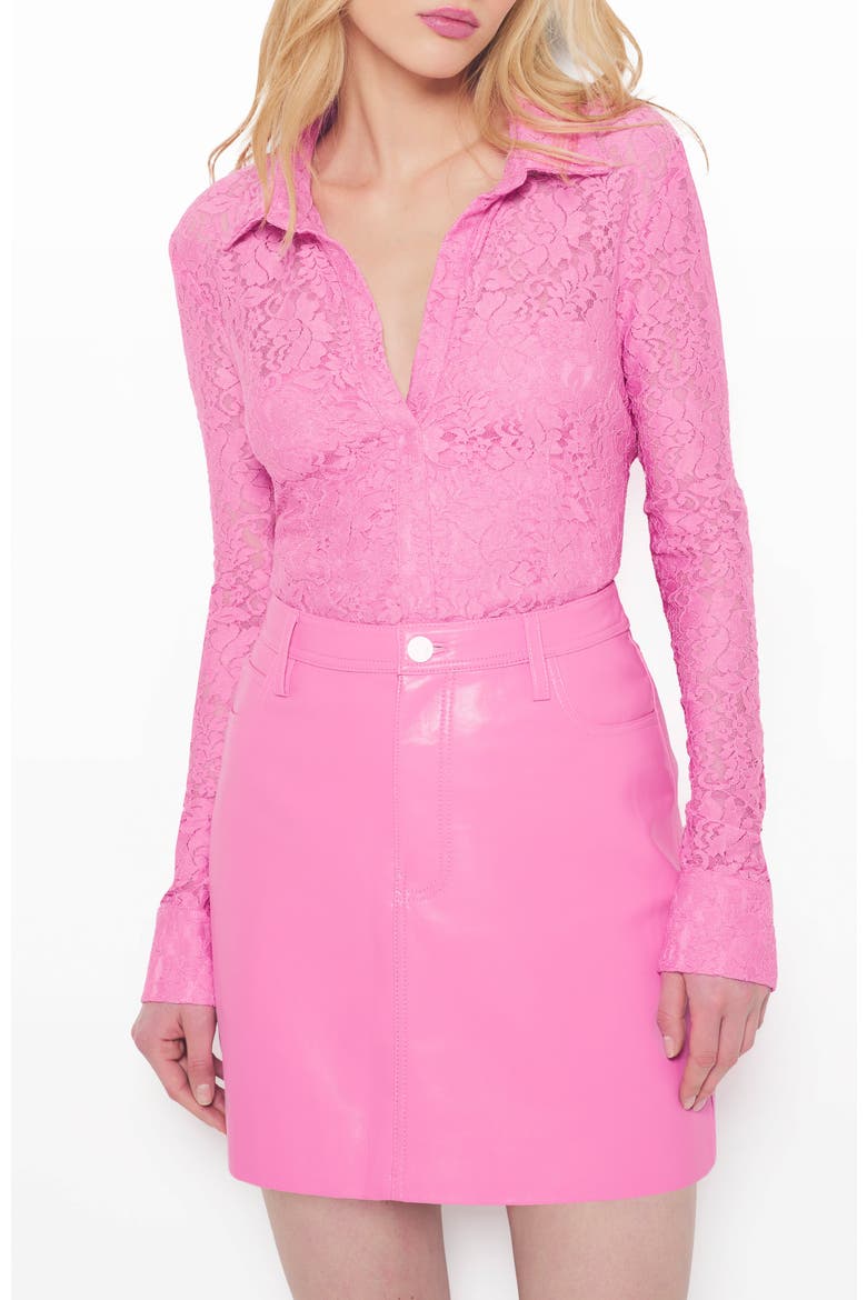 Dixie Recycled Leather Skirt, Alternate, color, Aurora Pink