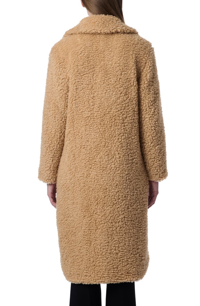Bernardo Faux Shearling Double Breasted Longline Coat, Alternate, color, Gingerroot